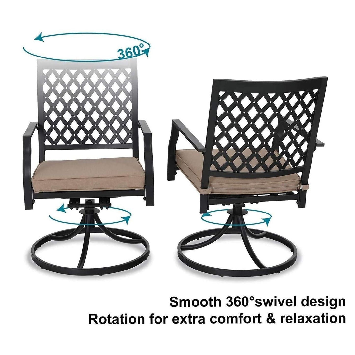 Sophia & William 7 Peices Outdoor Patio Dining Set Swivel Chairs and Wooden-like Table Furniture Set