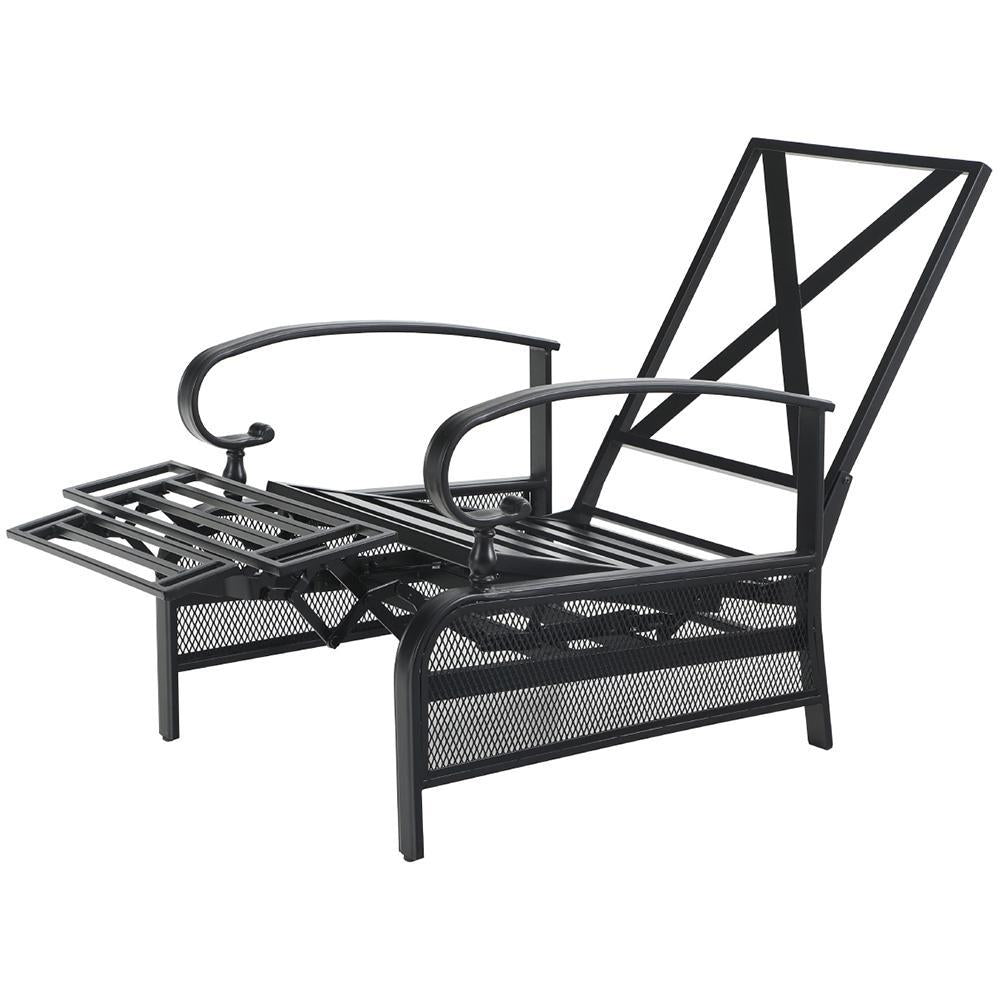 Sophia & William Outdoor Patio Steel Recliner Lounge Chair - Beige