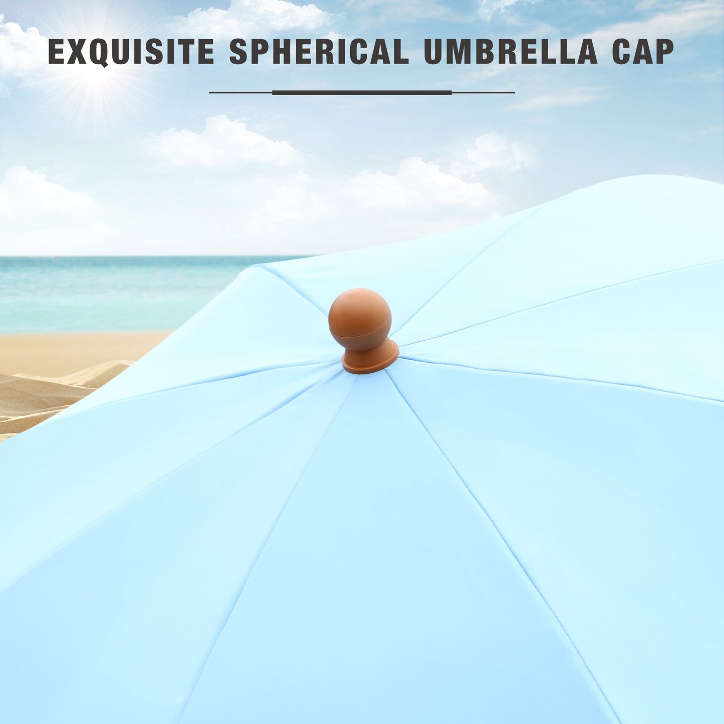 Sophia & William 7FT Outdoor Parasol Umbrella Fiberglass Ribs Umbrella with Tassel, Sky Blue