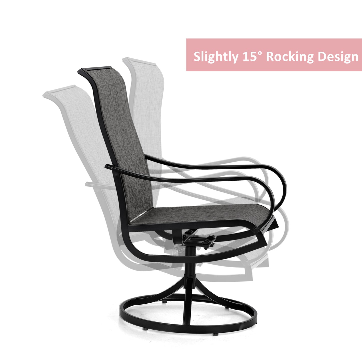 Sophia & William 6Pcs Patio Dining Swivel Chairs Set with Black Steel Frame