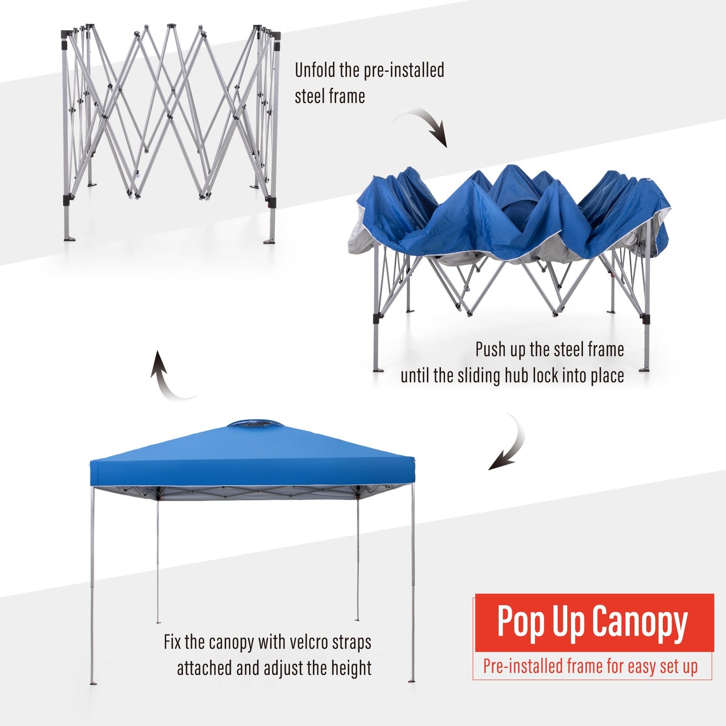 Sophia & William 10' x 10' Outdoor Gazebo Instant Pop Up Canopy Tent with Wheeled Bag - Blue