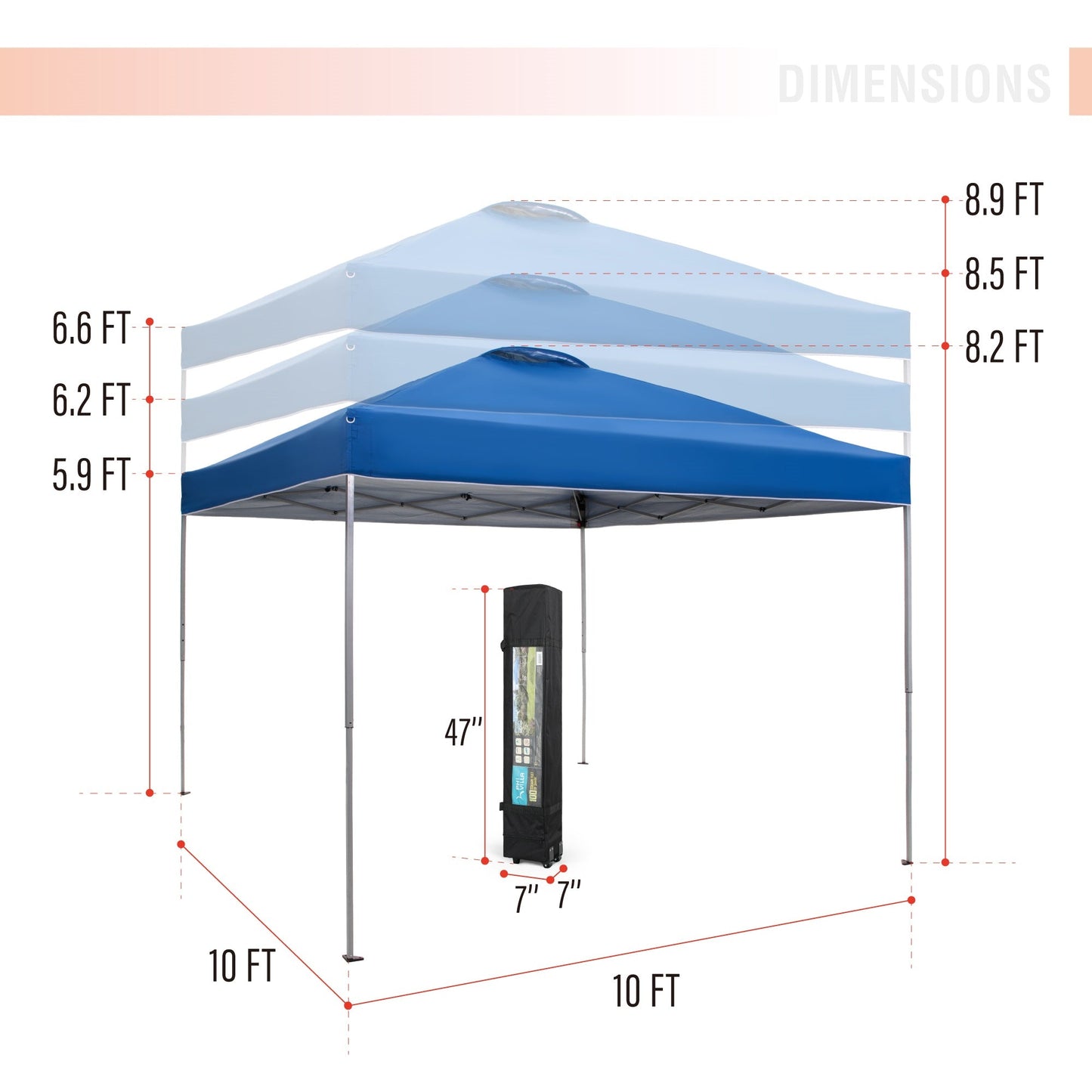 Sophia & William 10' x 10' Outdoor Gazebo Instant Pop Up Canopy Tent with Wheeled Bag - Blue