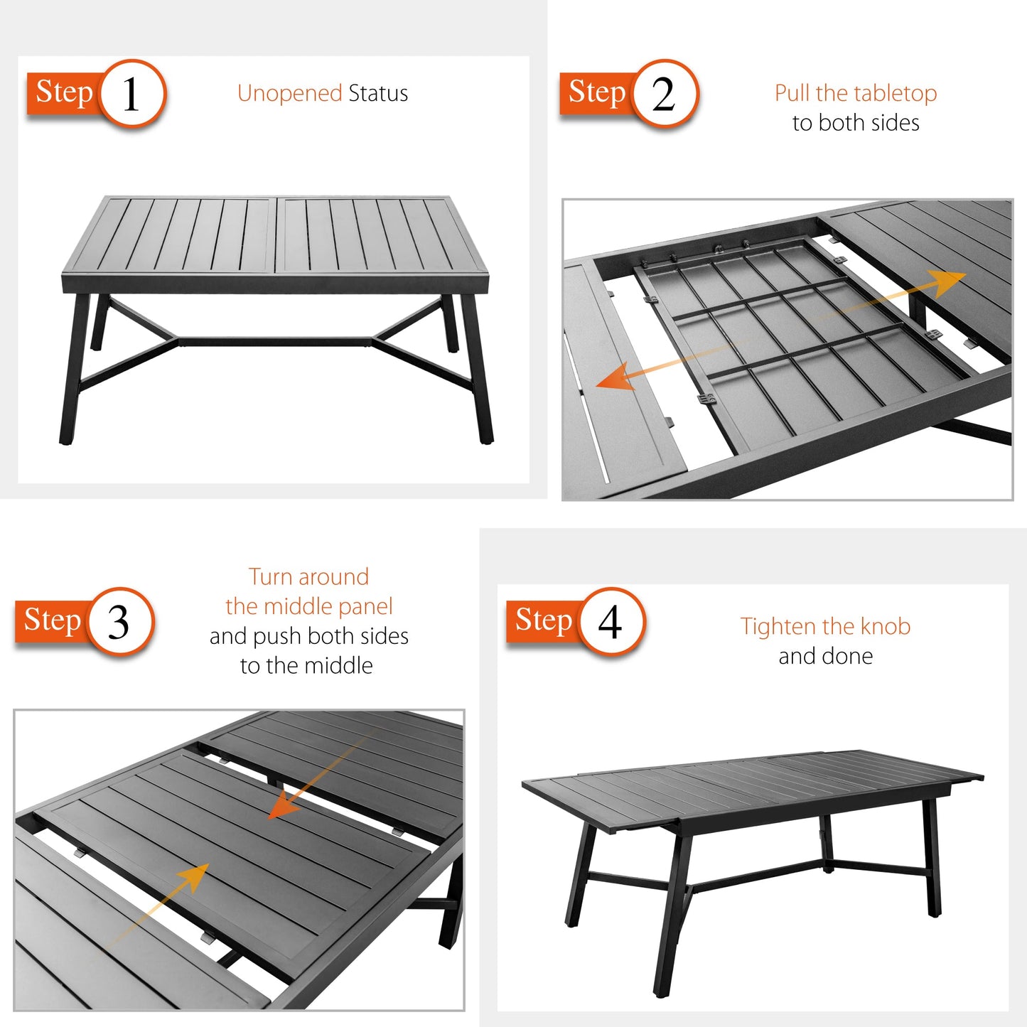 Sophia & William 7 Piece Patio Metal Dining Set Extendable Table and 6 Red Textilene Chairs