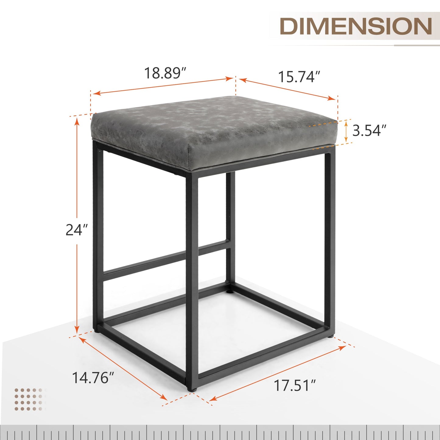 S&W 24 Bar Stool Counter Height Bar Stools with Footrest-Set of 2-Gray