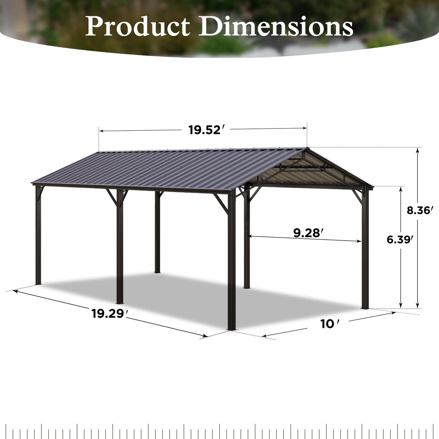 Alpha Joy 10' x 20' Heavy Duty Carport with Galvanized Steel Roof Multi-Purpose Shelter