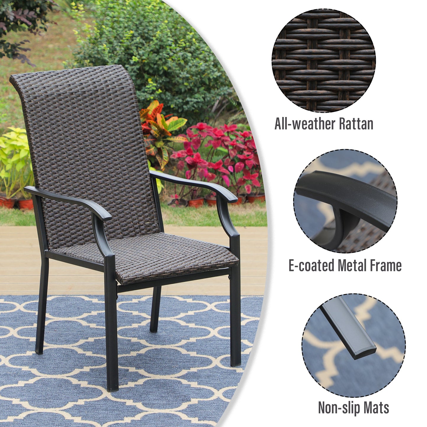 Sophia & William 7 Pieces Wicker Rattan Outdoor Patio Dining Set