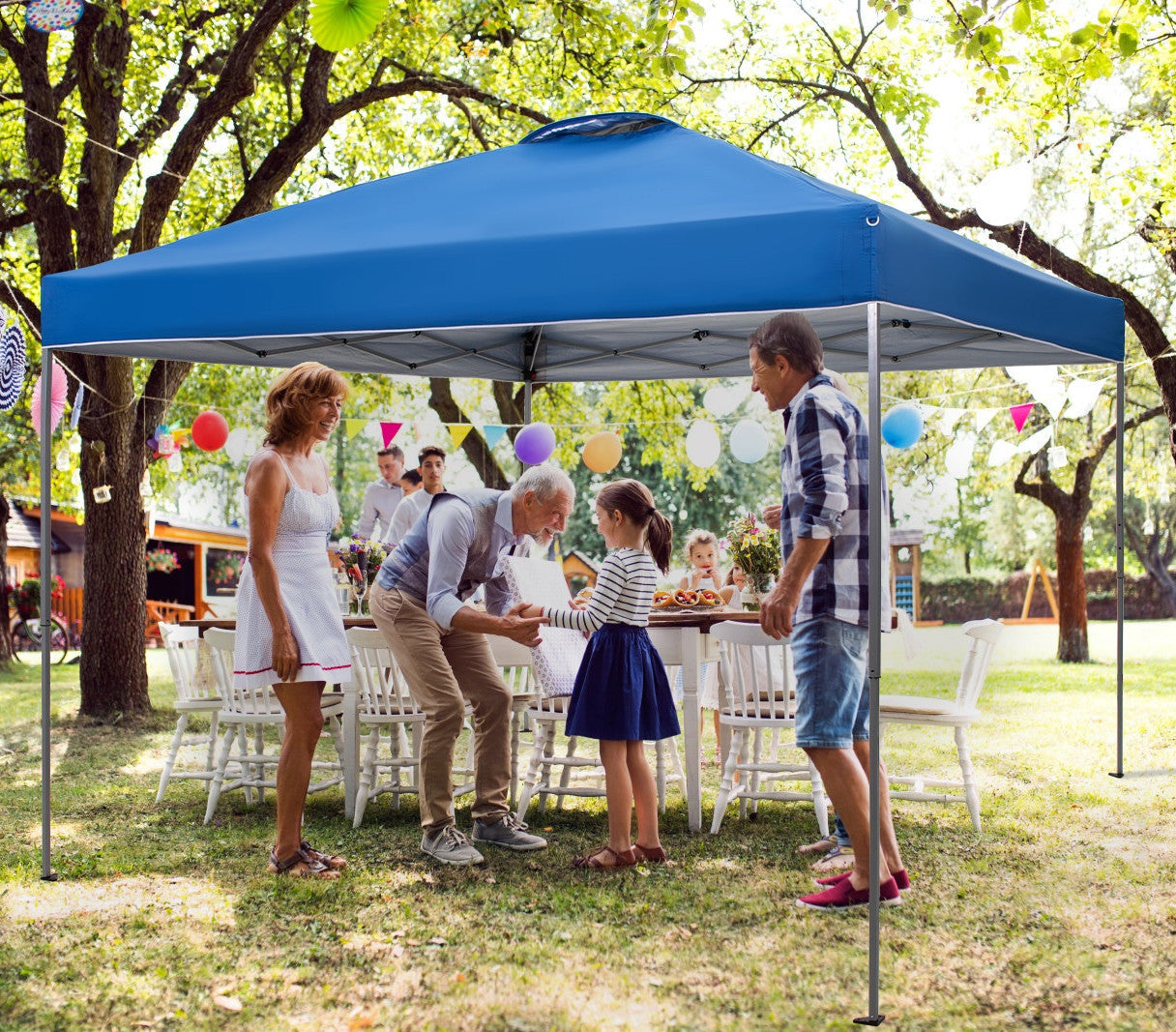 Sophia & William 10' x 10' Outdoor Gazebo Instant Pop Up Canopy Tent with Wheeled Bag - Blue