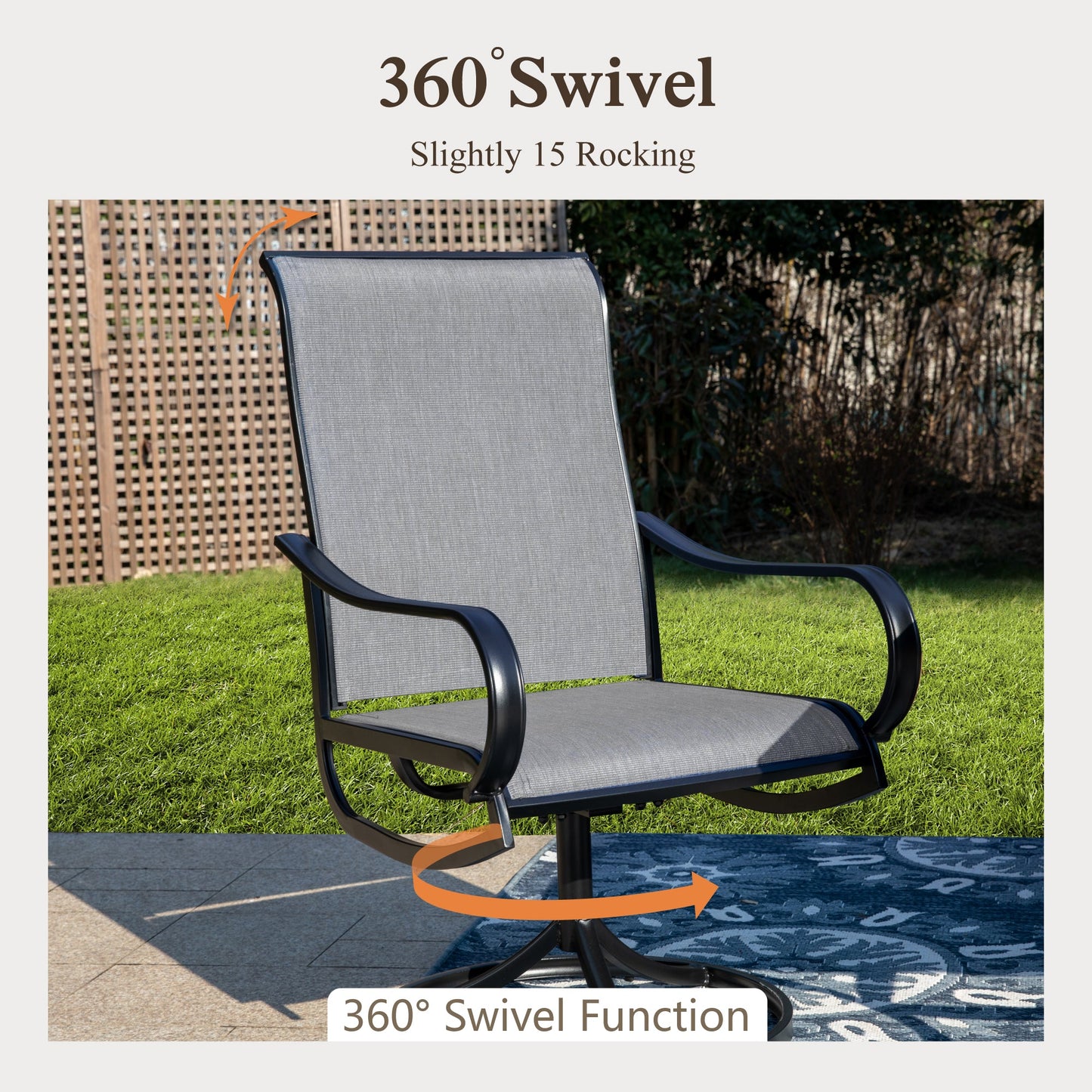 Sophia & William 6Pcs Patio Dining Swivel Chairs Set Outdoor Textilene Chairs, Gray