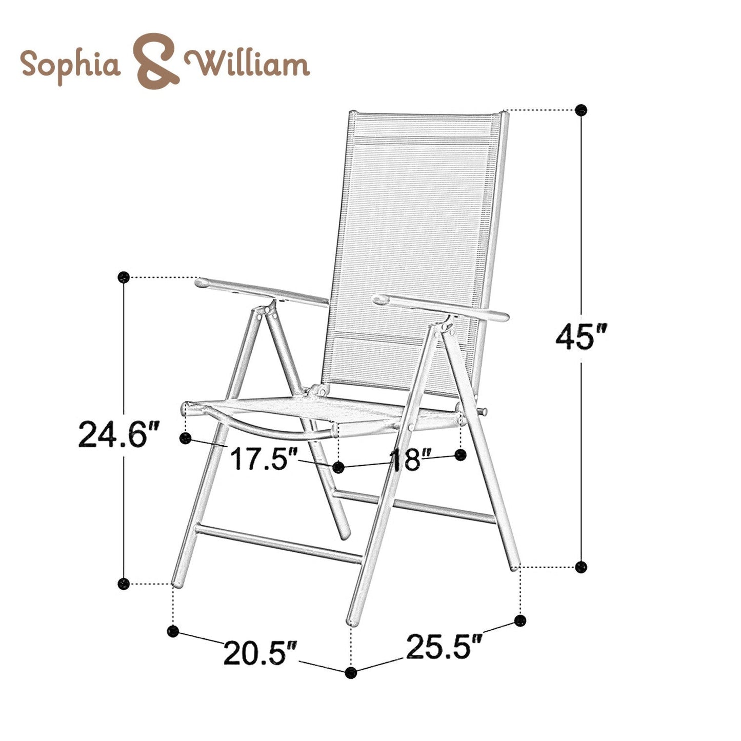 Sophia&William Patio Steel Sling Folding Dining Chairs Set of 4 - Gray