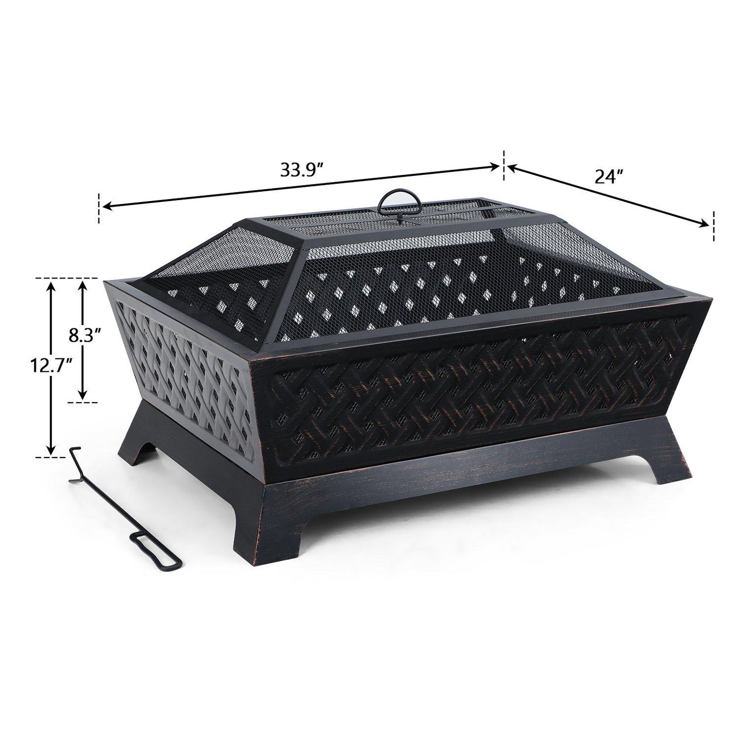 Sophia & William 34 x 26 Outdoor Steel Fire Pit Wood Burning Bronze Finish Fireplace