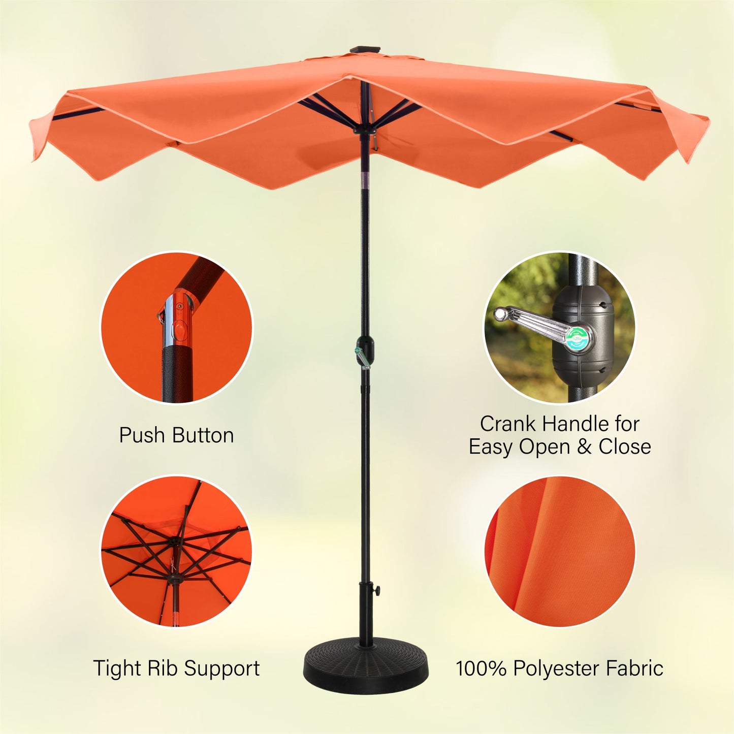 Sophia & William 10FT Outdoor Patio Umbrella Solar LED Umbrella with Crank Handle, Orange