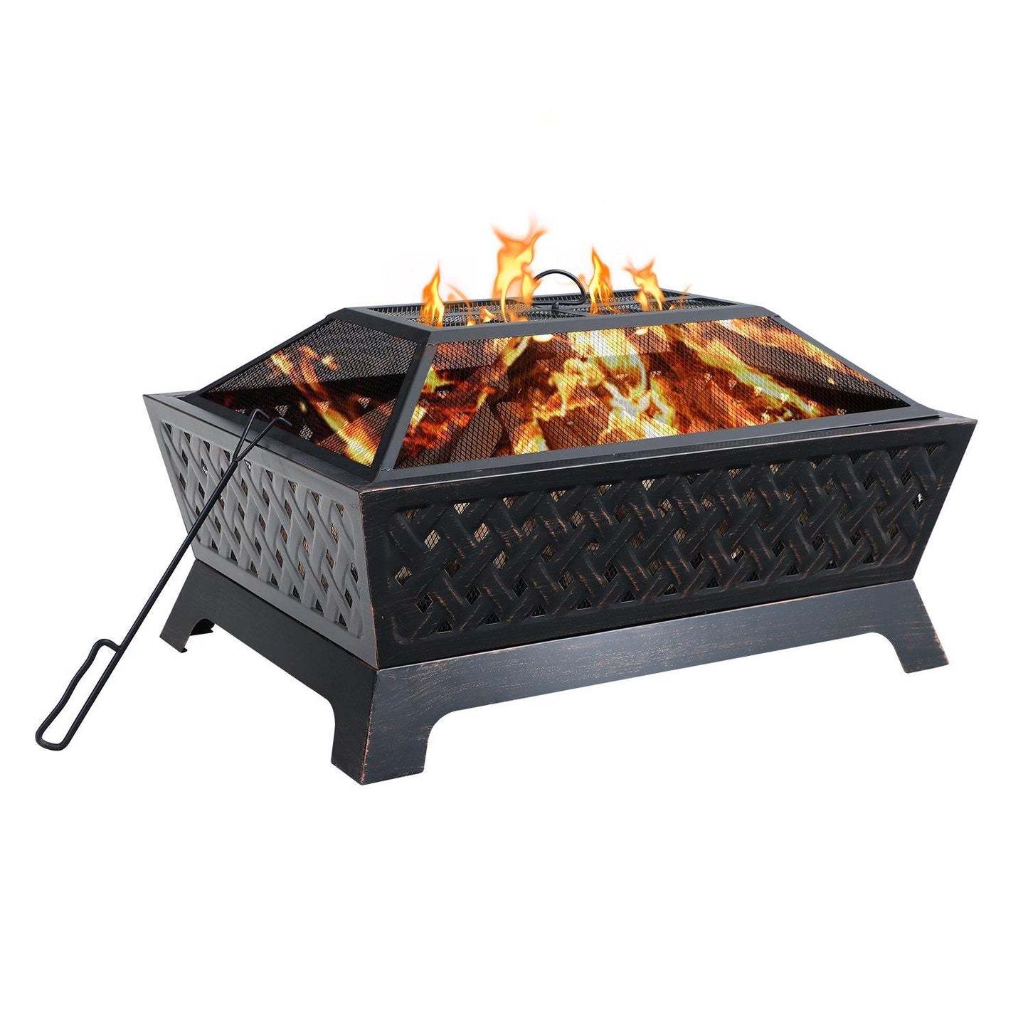 Sophia & William 34 x 26 Outdoor Steel Fire Pit Wood Burning Bronze Finish Fireplace