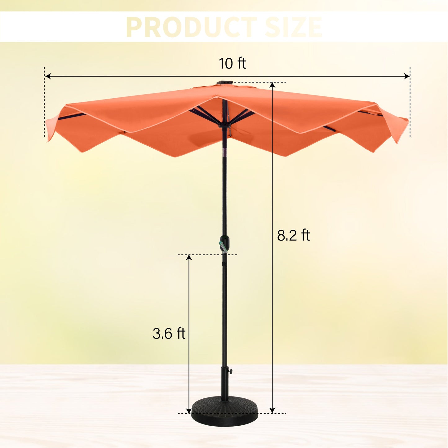 Sophia & William 10FT Outdoor Patio Umbrella Solar LED Umbrella with Crank Handle, Orange