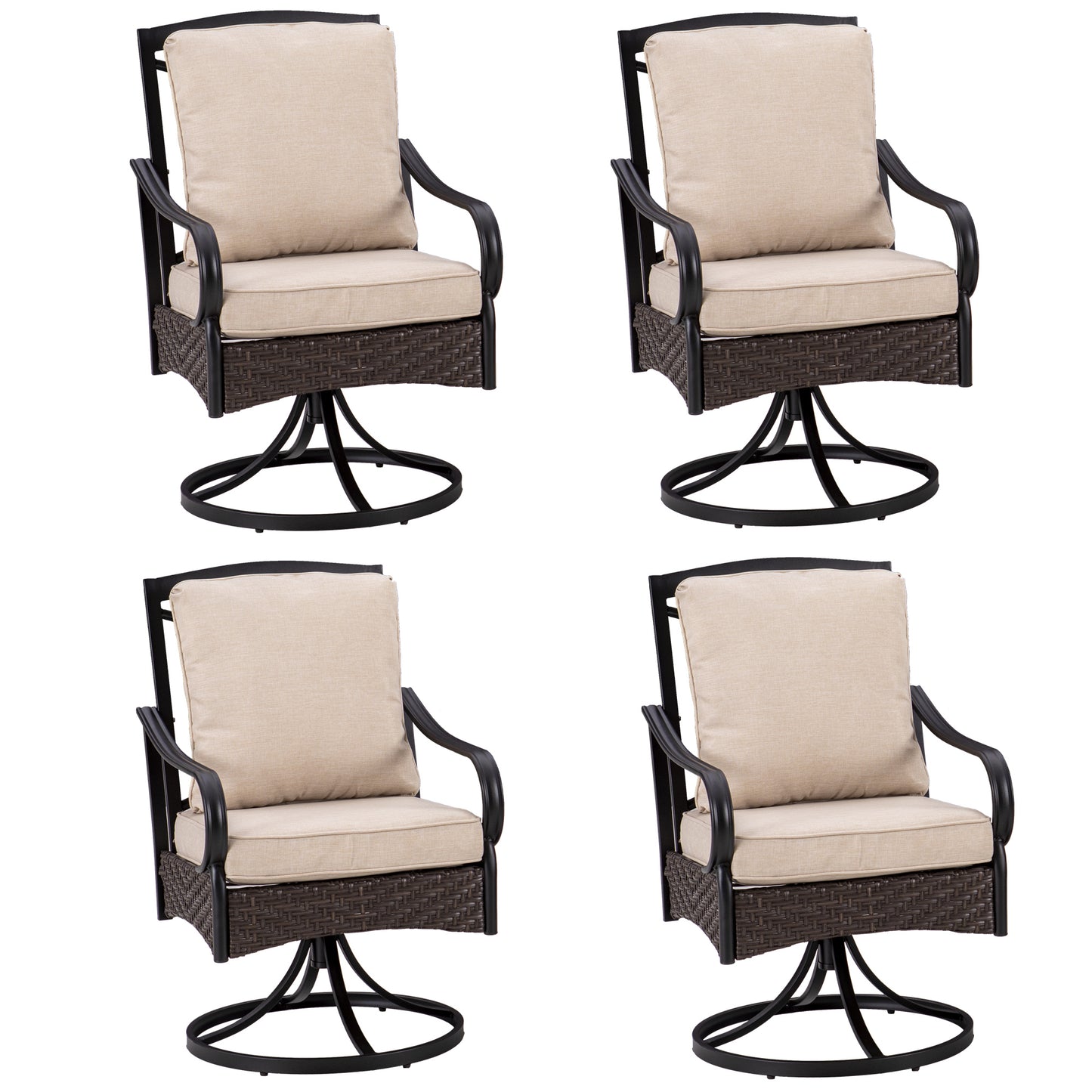 Sophia&William Patio Swivel Dining Chairs Set of 4 with Beige Cushions