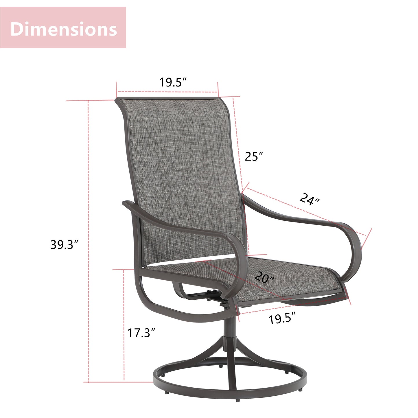 Sophia & William 8Pcs Patio Dining Swivel Chairs Set with Brown Steel Frame