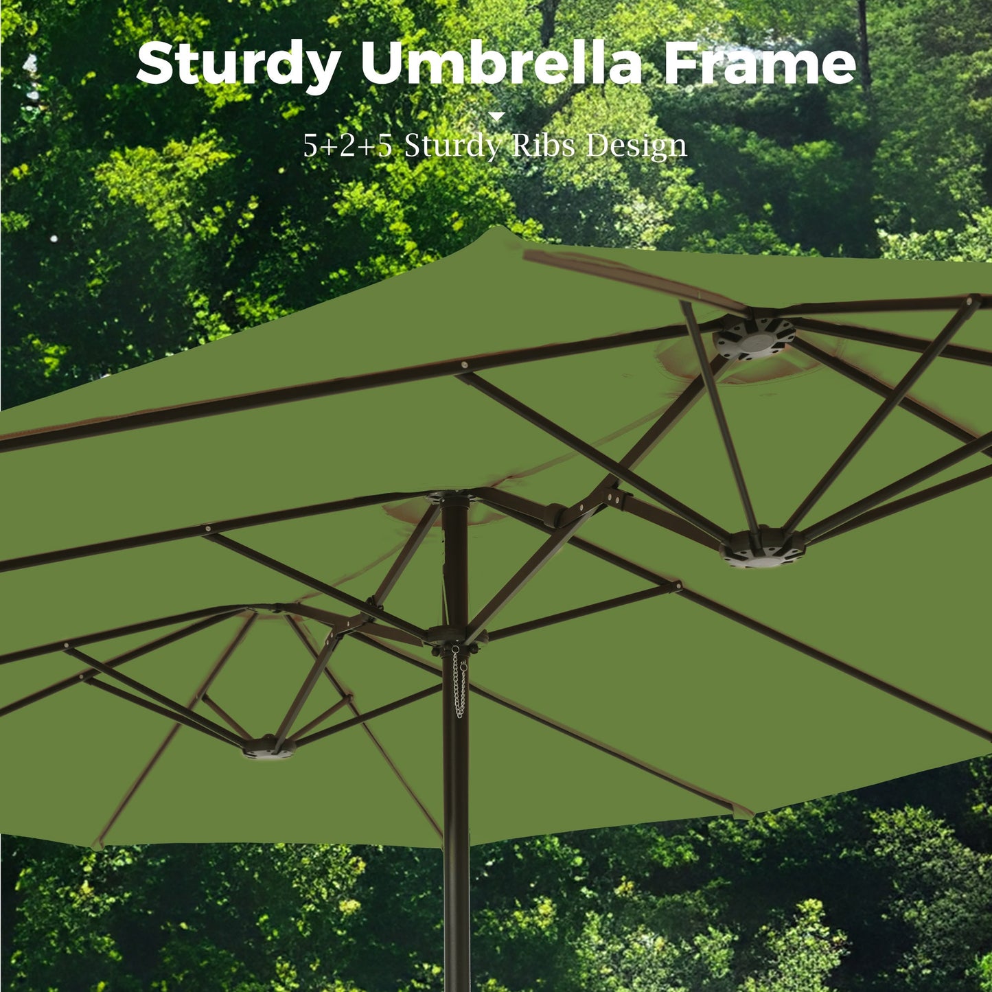 Alpha Joy 15ft Outdoor Patio Umbrella Extra-Large Double-Sided Garden Umbrella with Crank Handle and Base - Lime Green