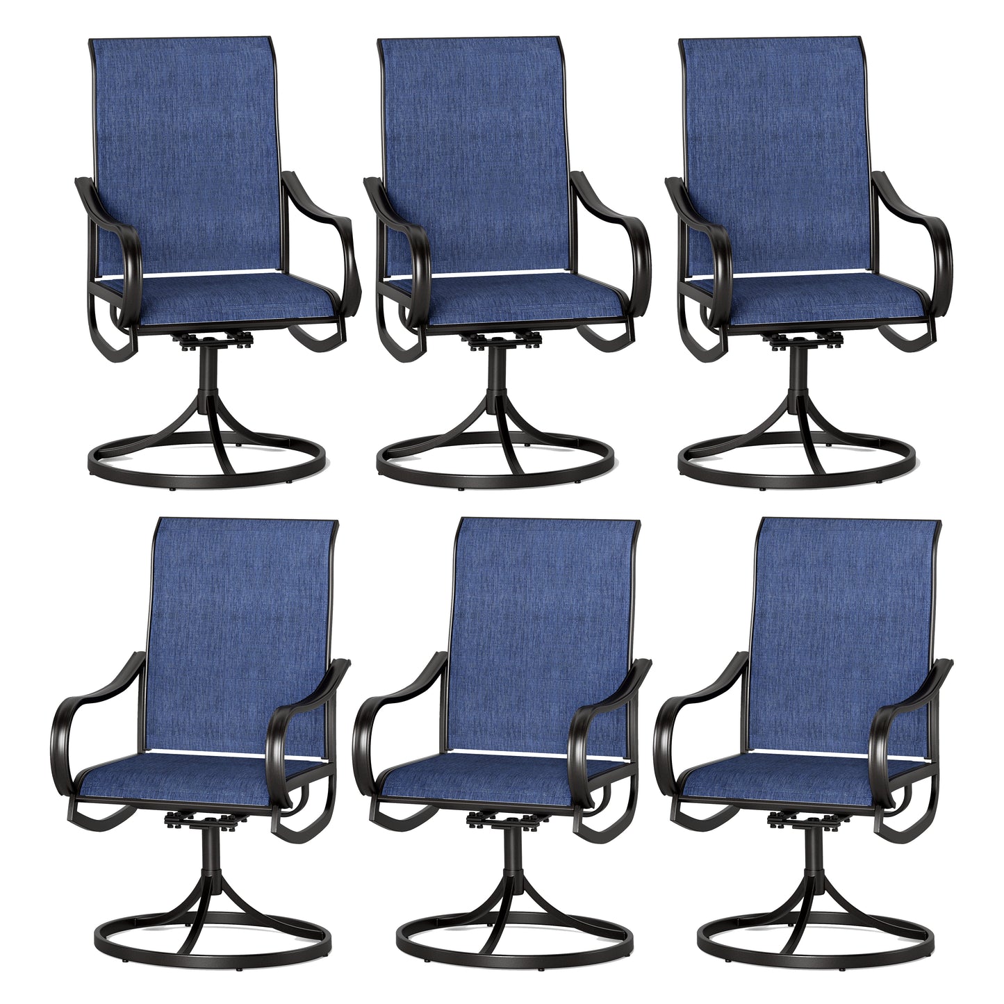 Sophia & William 6Pcs Patio Dining Swivel Chairs Set Outdoor Jean Blue Textilene Chairs