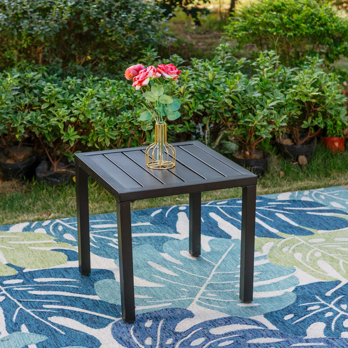 Sophia & William Patio Square E-coated Black Metal Side Table