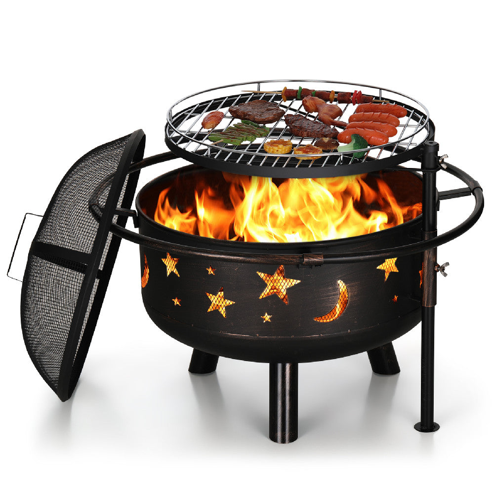 Sophia & William 30 2 in 1 Outdoor Wood Burning Fire Pit Steel Firepit Bowl with Cooking Grate