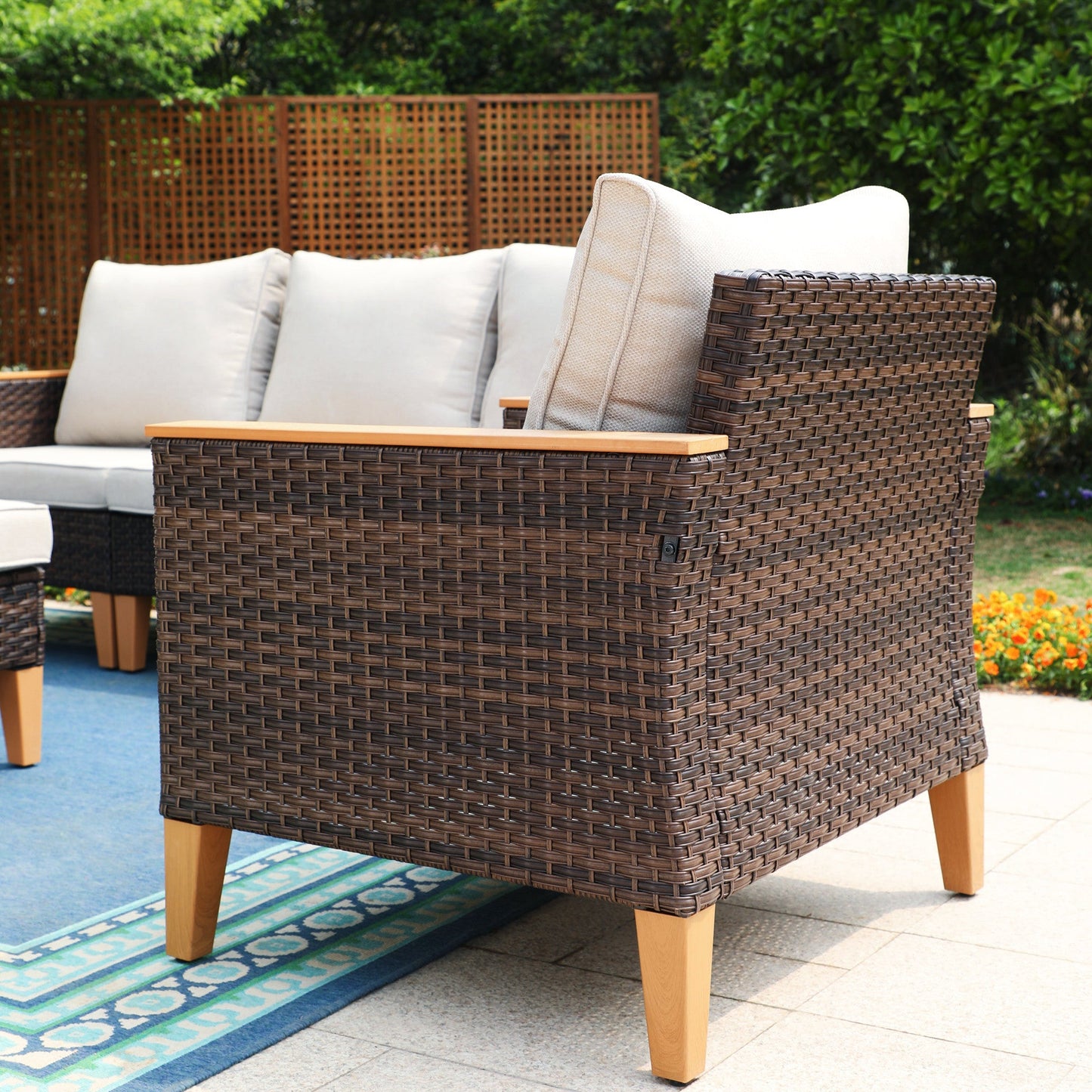 Sophia & William 7 Piece Outdoor Wicker Patio Conversation Sofa Set Outdoor Sectionals