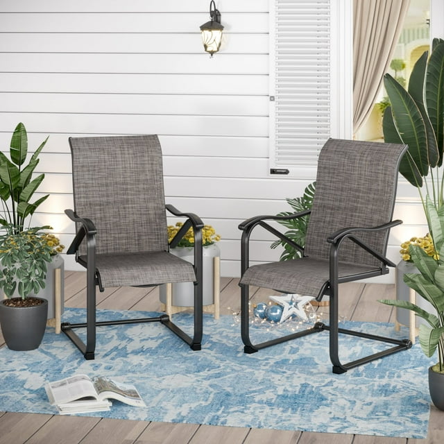 Sophia & William 2-Piece Patio Dining Chairs Steel Frame with E-coating - Gray