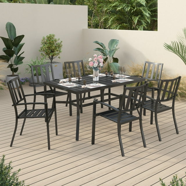 Sophia & William 7 Piece Outdoor Patio Dining Set Metal Chairs and Table Furniture Set