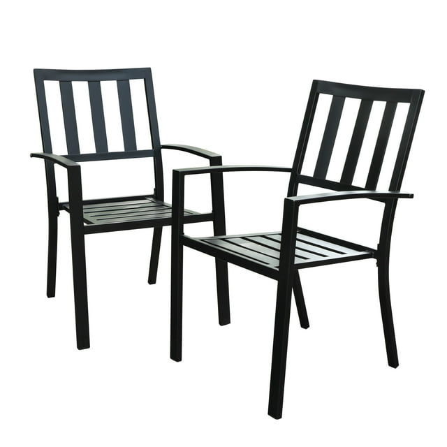 Sophia & William Metal Outdoor Patio Dining Chair Stackable Chairs Set of 2 in Black