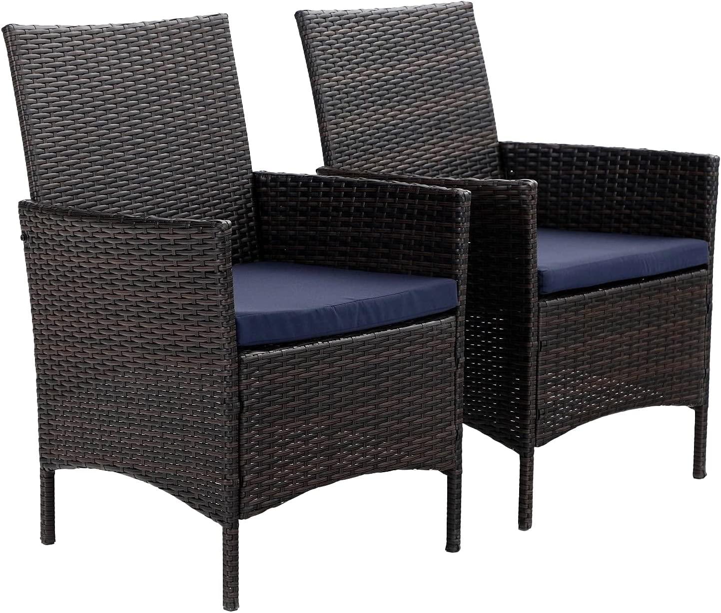 Sophia & William 7 Pieces Outdoor Patio Dining Set, Wicker Dining Chairs and Acacia Wood Table