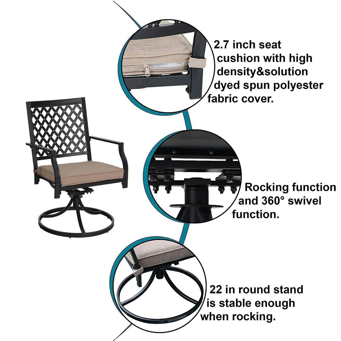 Sophia & William 7 Peices Outdoor Patio Dining Set Swivel Chairs and Table Set