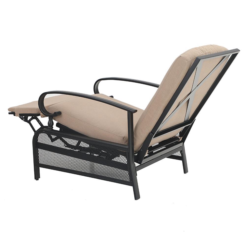 Sophia & William Outdoor Patio Steel Recliner Lounge Chair - Beige