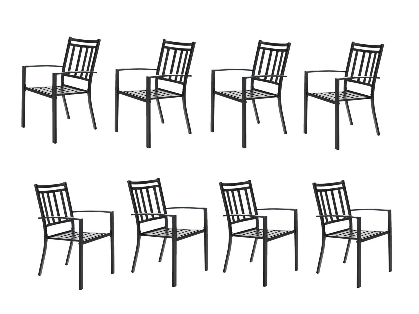 Sophia & William Outdoor Patio Metal Dining Chairs Iron Stackabe Chair with Armrest Set of 8, Black