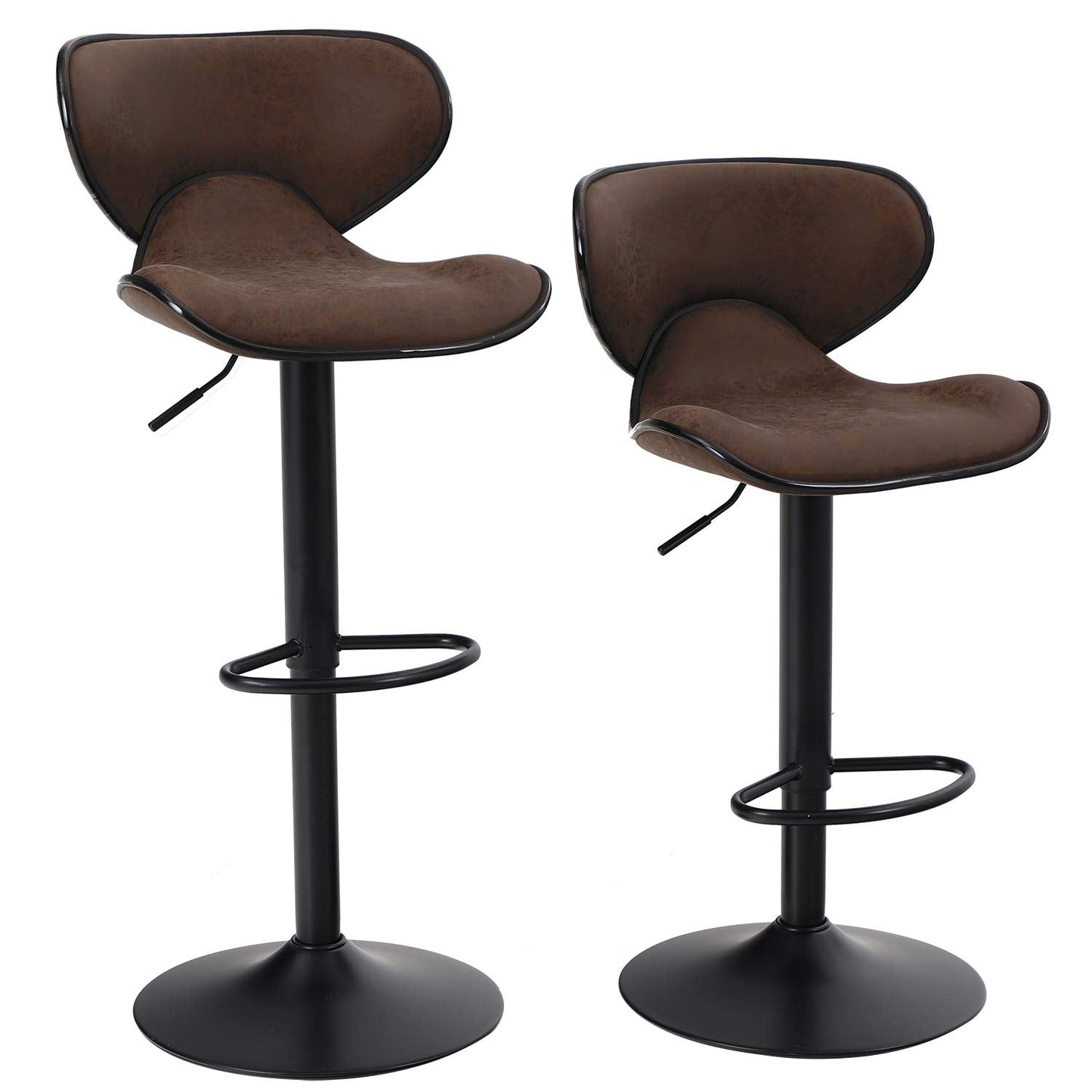 PHI VILLA Counter Height 360 Degree Adjustable Swivel Square Bar Stools, Set of 2