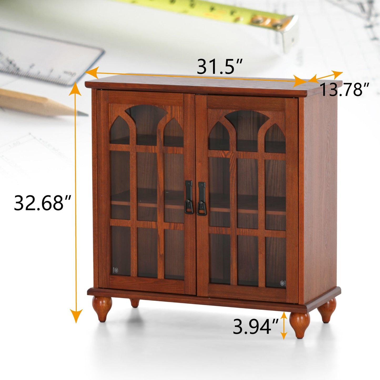 MFSTUDIO 2-Door Accent Cabinet Glass Door Display Cabinet