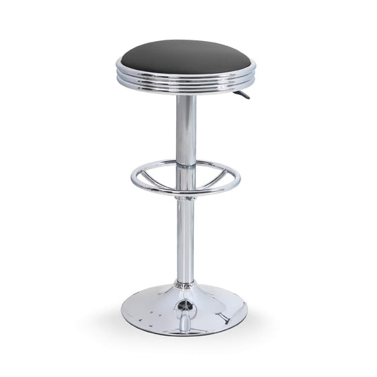 ALPHA HOME Swivel Bar Stool Counter Height Round PU Leather Adjustable Pub Stool with Chrome Footrest