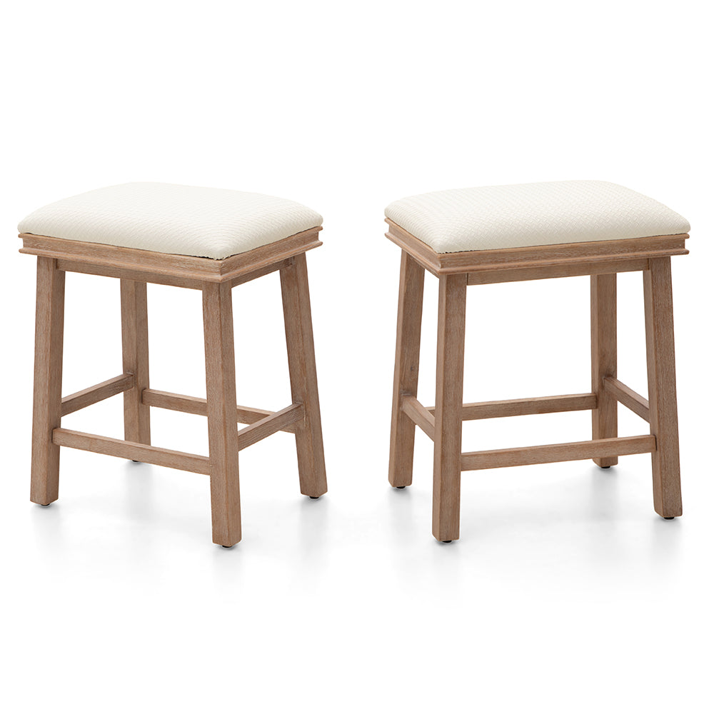 PHI VILLA Pu Leather Bar Stools With Wood Legs Set of 2